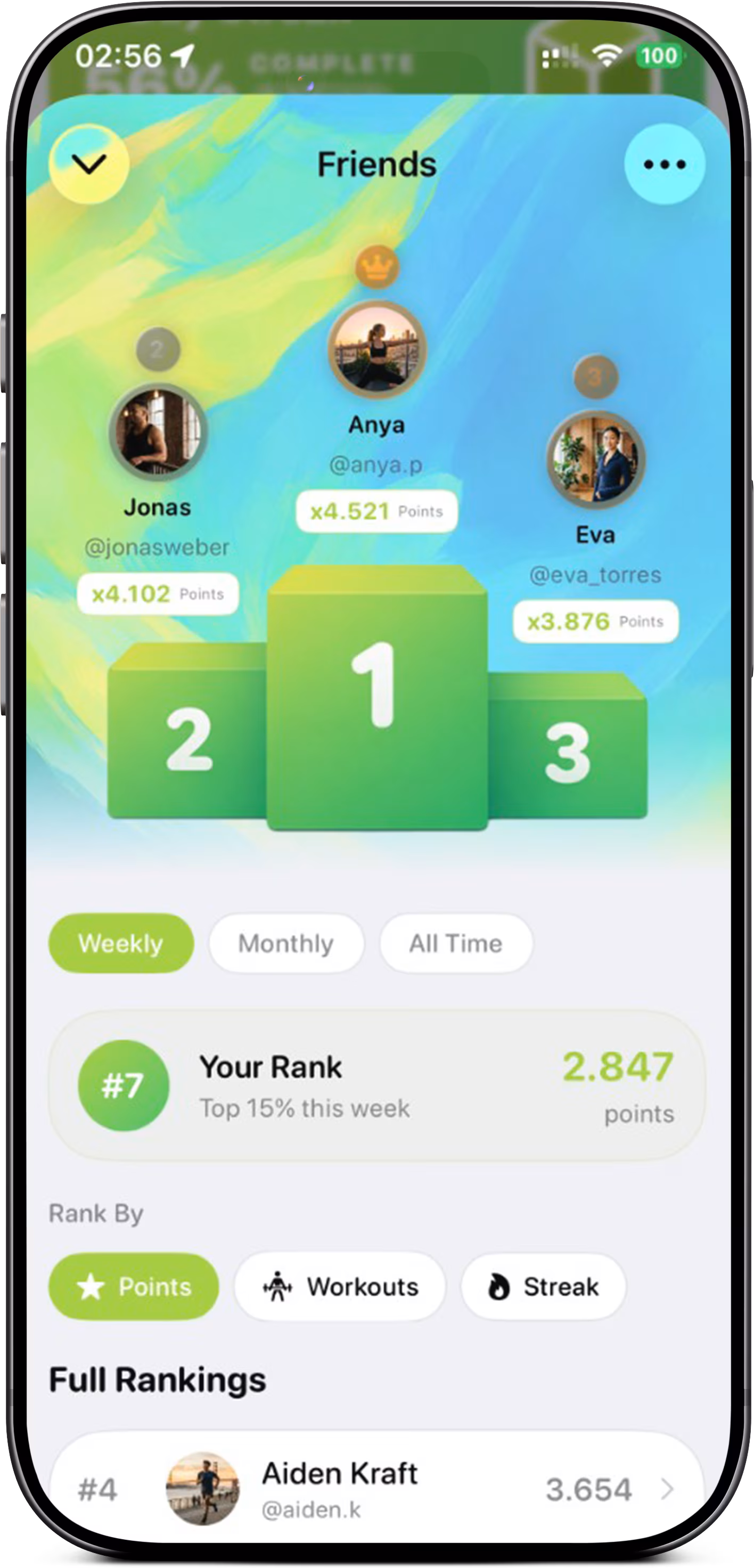 Friends leaderboard rankings on iPhone